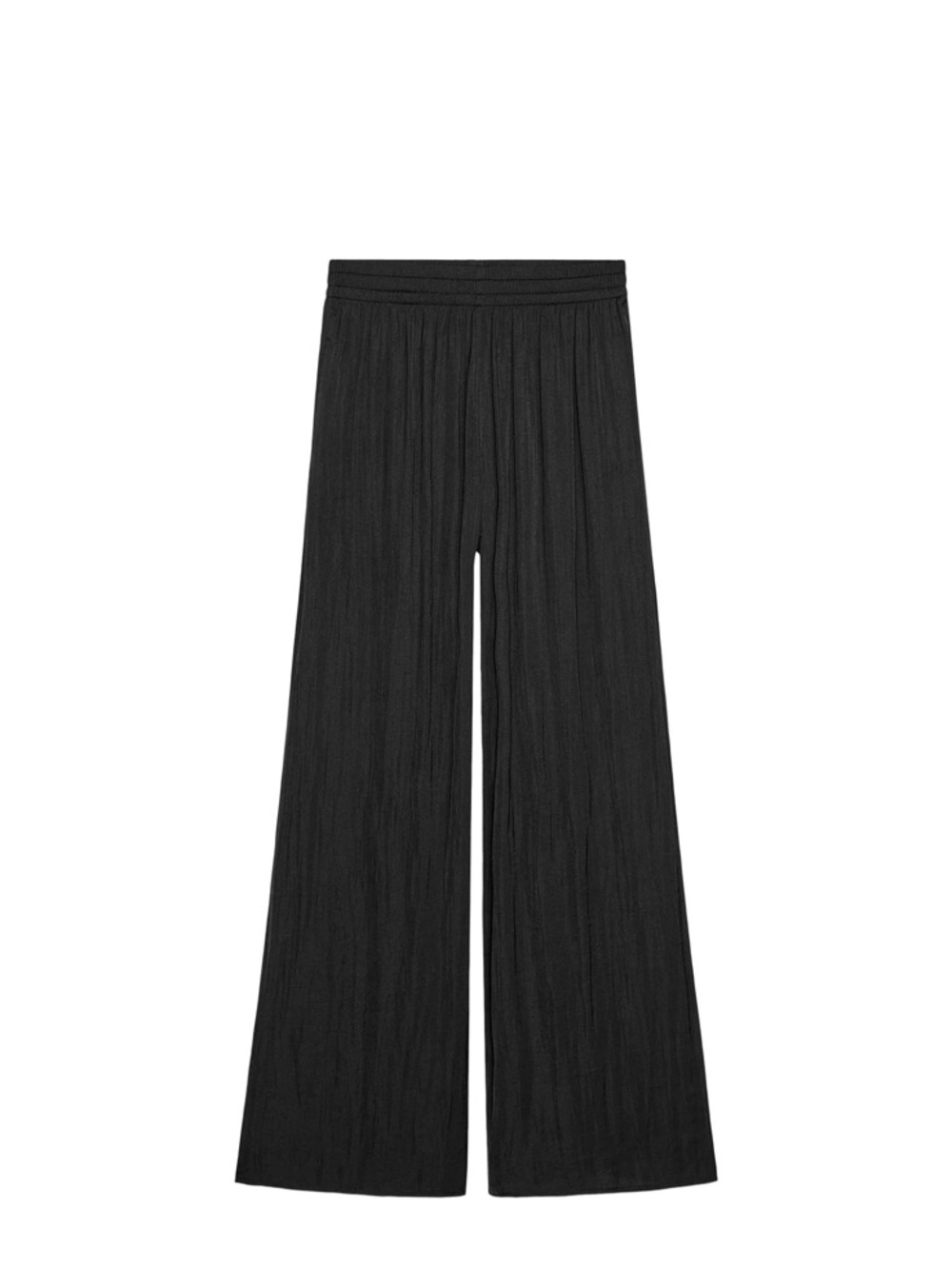 Zara Black Wide-Leg Textured Palazzo Pants